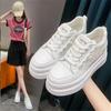 Модные уличные кроссовки для бега со стразами, женские массивные туфли, дизайн с увеличением высоты, женская обувь, кожаные кроссовки на платформе