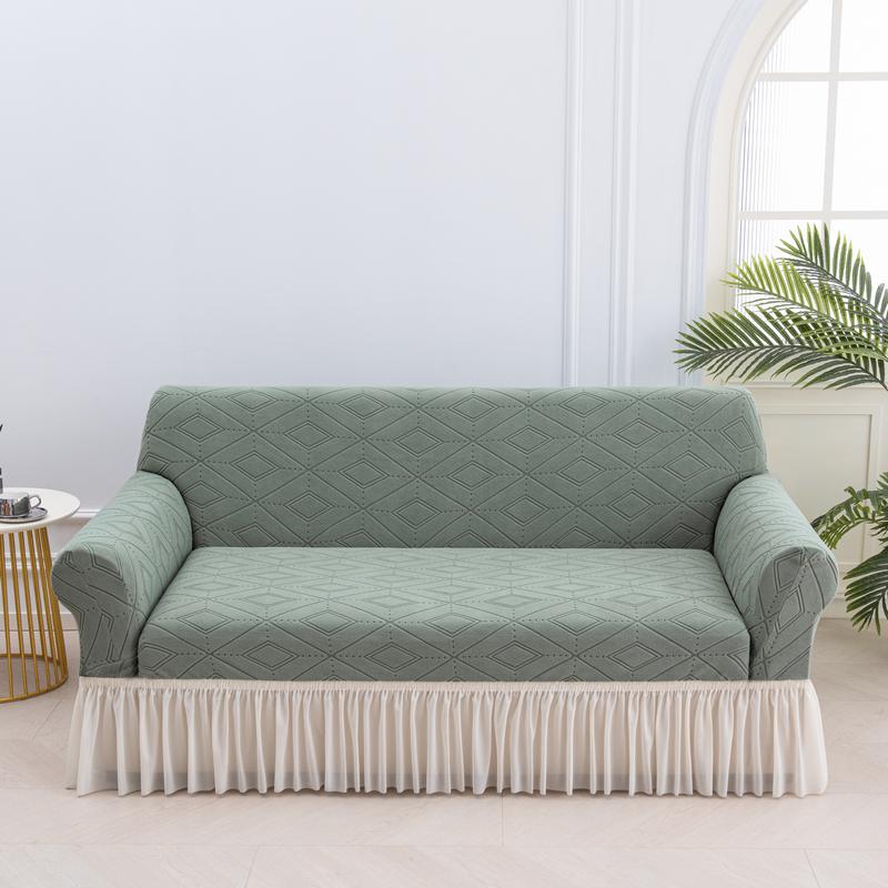Чехол на диван 1/2/3/4-местный с юбкой, жаккардовый эластичный чехол на диван «все включено» для гостиной