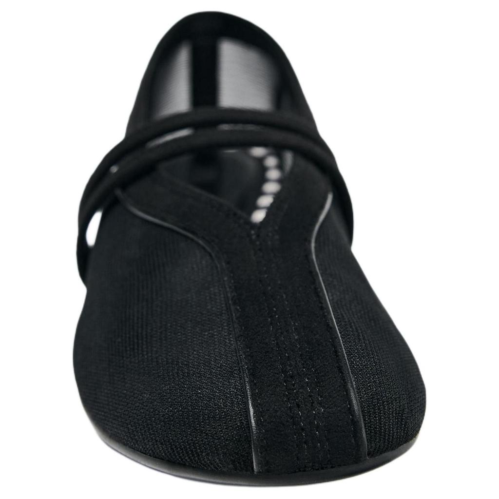 Zara Lightweight Vintage Minimalist Comfortable Double Strap Mesh Round Toe Ballet Flat Casual Shoes Women Flats Black 11532510-38