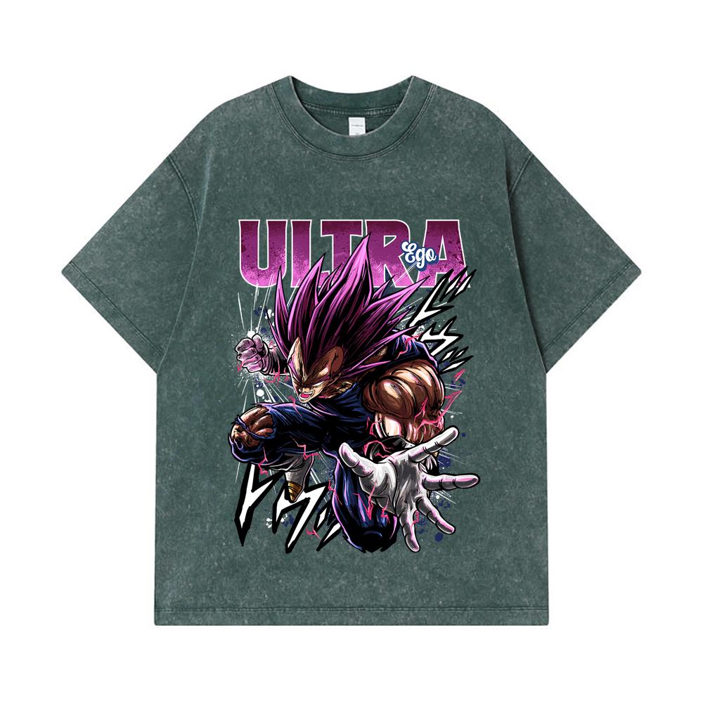 275 GSM Washed T-shirts 100% Cotton Dragon Ball V61 Vegeta Ultra Ego Print Unisex Heavy Cotton T Shirt