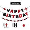 Red and Black Happy Birthday Banner Glitter Garland for Black and Red Decorations Happy Birthday Decorations for Women Men Boys Girls 25st 30st 40st