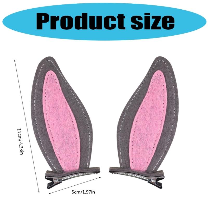 2 Pieces Felts Rabbit Hair Clip Secure Grip Design Hair Accessories For Kids Adults Lightweight Practical Hairpins