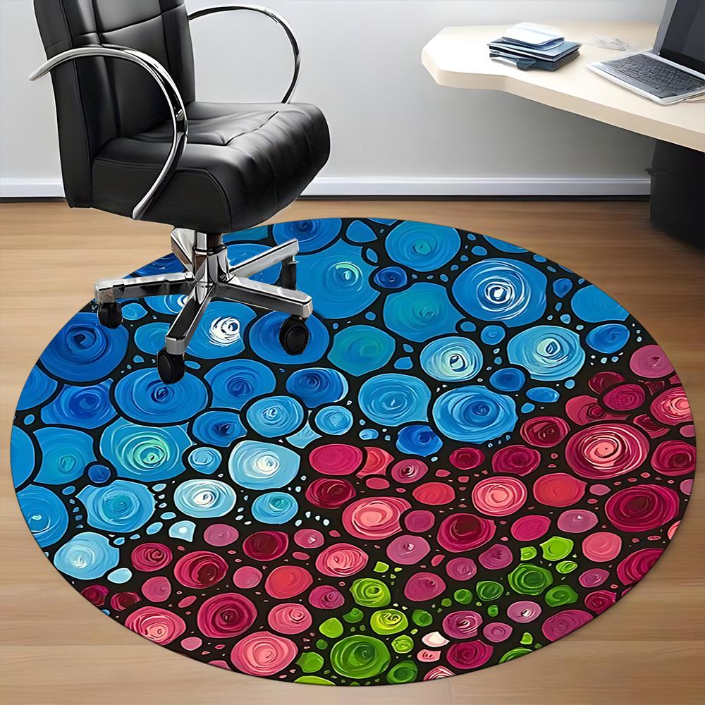 1pc Abstract Circles Office Round Area Rug, Indoor Mat Suitable ForOffice, Under Office Chairs Bedroom Living Room Home Decor, Room Deco T191
