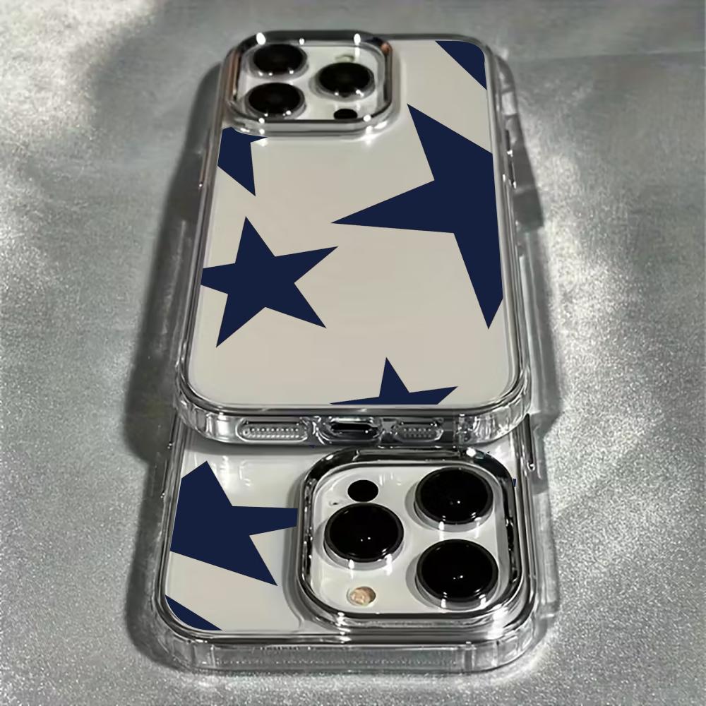 Чехол для телефона с узором из синих звезд, подходит для iPhone 17 16 15 14 13 12 11 Pro/Max/Plus, противоударная задняя крышка