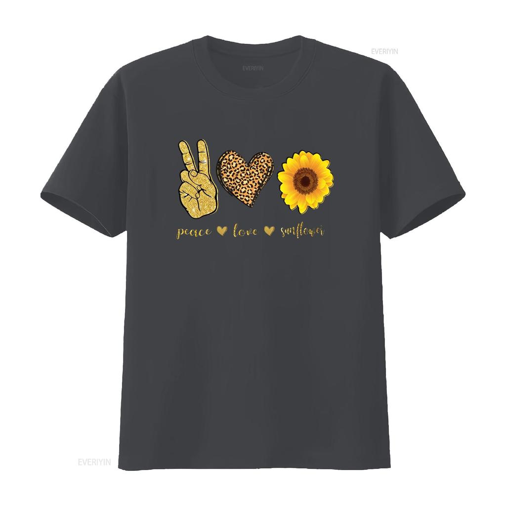 Peace Love Sunflower T Shirt Hippie Floral Leopard Print Nature Lover Boho Xs 4x Vintage Soft Designer Clothes Slightly