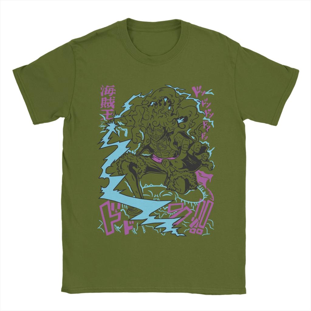 Casual Ones Pieces Monkey D Luffy Gear Five TShirt for Men O Neck 100 Cotton T Shirt Short Sleeve Tees Gift Idea Clothes