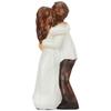 Hand-Painted Medium Size Romantic Couple Statue | Beautiful Resin Home Decor (Pack of 1, White and Brown Color)