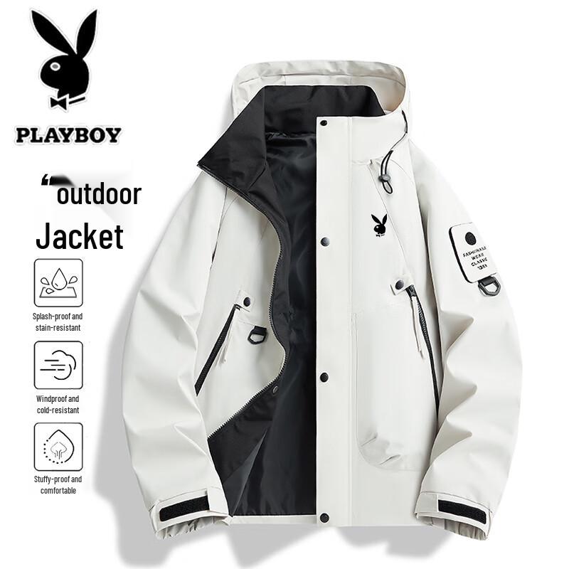 PLAYBOY Мужская уличная ветрозащитная водонепроницаемая куртка с капюшоном