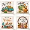 Thanksgiving Linen Pillow Cover New Autumn Pumpkin Gnome Print Cushion Cover Home Cushion