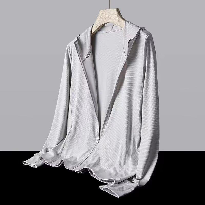 Мужская летняя сетчатая куртка Ice Silk Sun Protection Jacket - легкая, с капюшоном, дышащая, для бега и активного отдыха