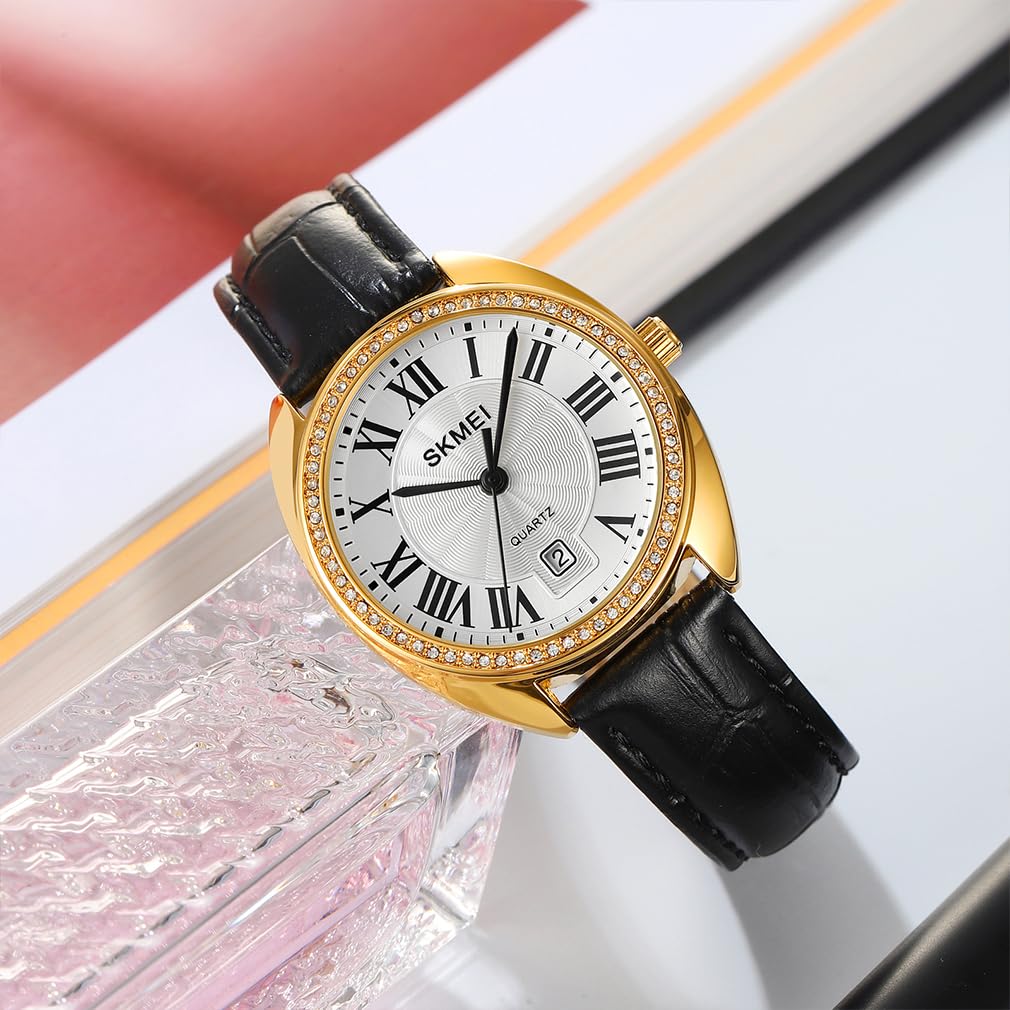 Кожаный ремешок High School Black Gold Watch для женщин Женские часы, Стильные, Часы, Повседневные, Деловые, Простые, Легкие, Женские часы, Водонепроницаемые,