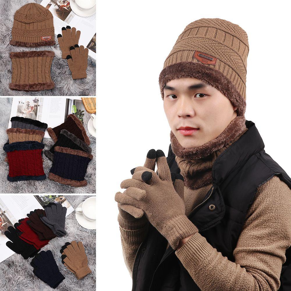 Mens Girl Knitted Winter Warm Neck Warmer Beanie Hat Hat Scarf Gloves Set And Neck Scarf