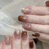 Pure Hand-made Phototherapy Manicure Caramel Chestnut Wear Nail Finished Product Reused Nail Art Patch To Show Whiteness
