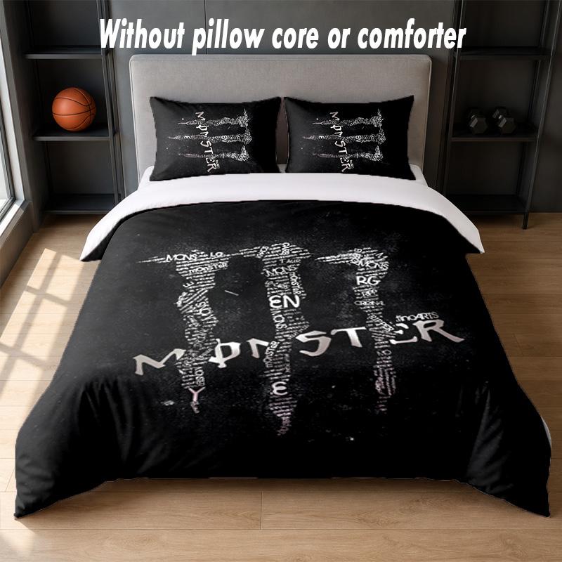 Monster Energy Design Bed Bedding Set 1 Duvet Cover + 2 Pillowcases Soft Breathable Household Bed Linens