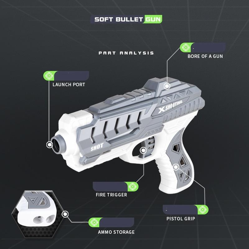 Детский игрушечный пистолет с мягкой пулей, ручной пистолет, дротик, бластер, красочная пластиковая модель для стрельбы, пусковая установка с коробкой, подарок на день рождения для мальчиков