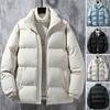 Мужское пальто с воротником-стойкой, длинным рукавом, застежкой-молнией, стеганая куртка, однотонная, утолщенная