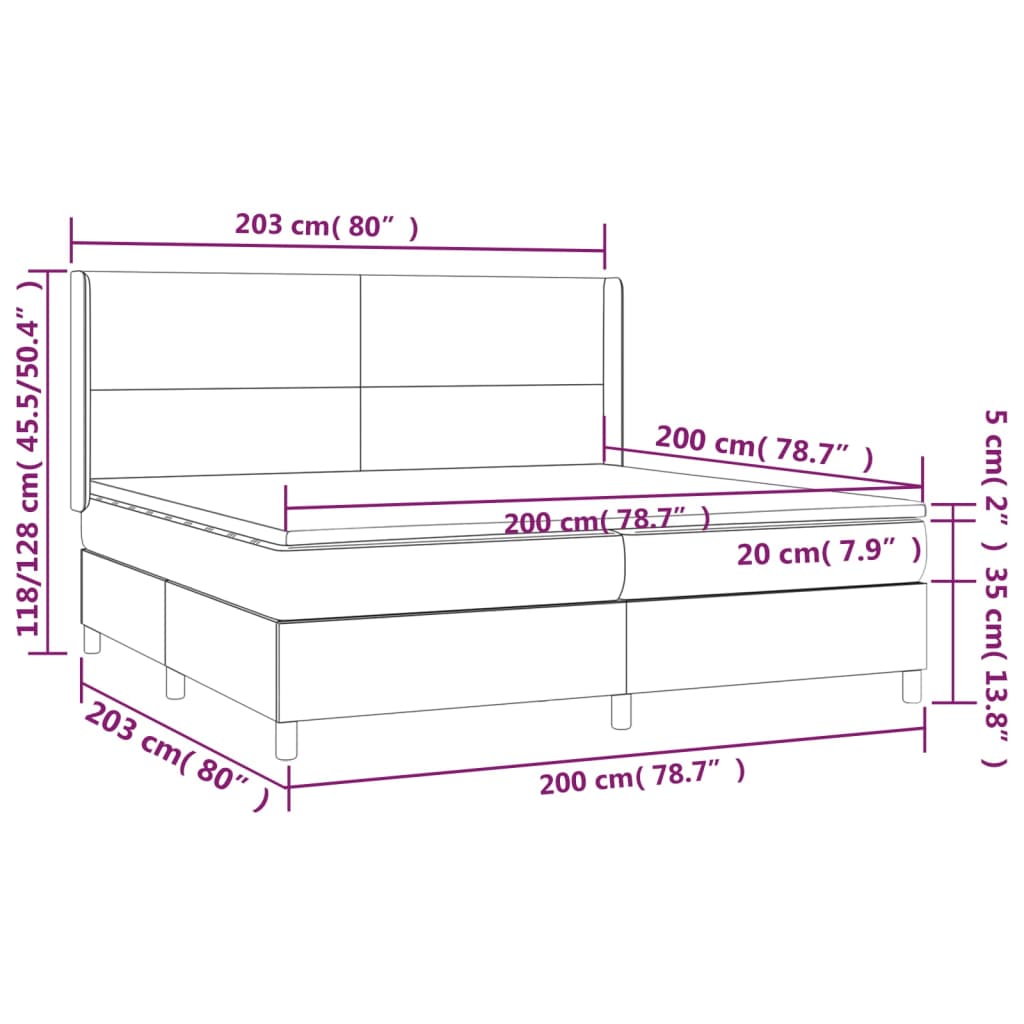 Box Spring Bed with Mattress Dark Grey 200x200 cm Fabric