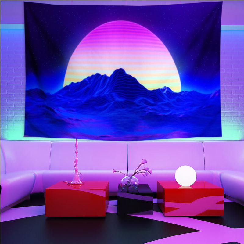 UV Fluorescent Tapestry Print Wall Hanging Art Home Decor