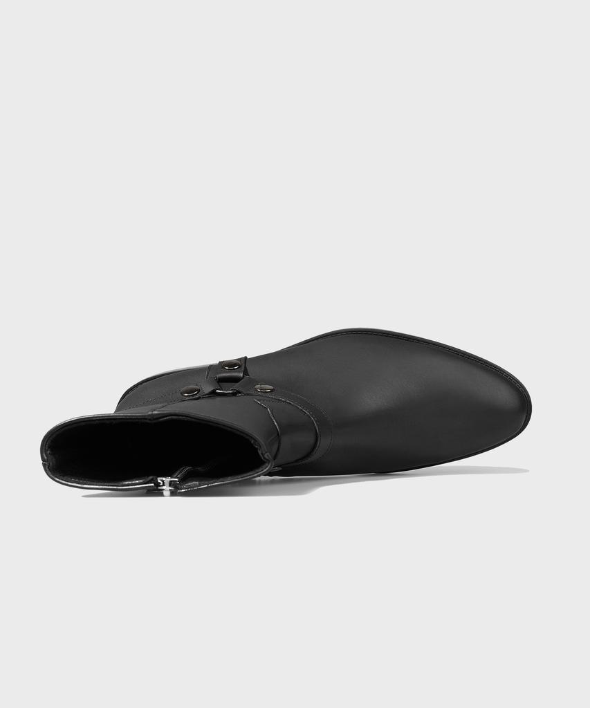 Firenze Atelier Slim Toe Velcro Pull-Up Leather Zip-Up Boots 3344 [Matt Black]