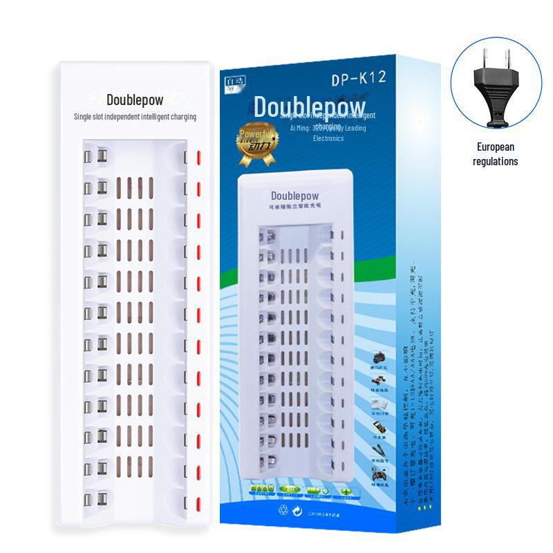 Улучшенное интеллектуальное зарядное устройство 5-го поколения с 12 слотами для NiMH/NiCd AA/AAA KTV-аккумуляторов 7-го поколения