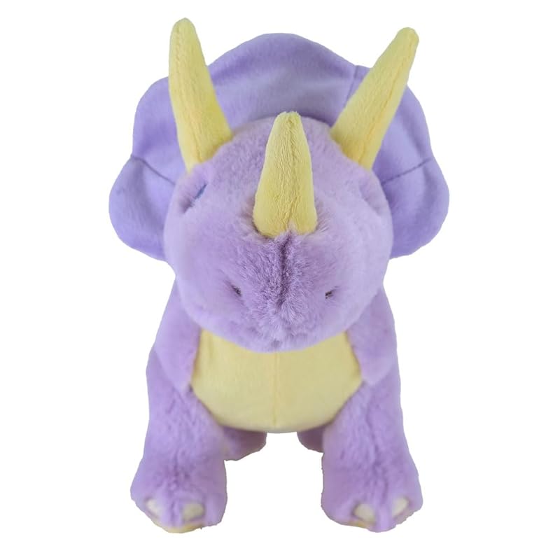 SunLemon Fluffy's Rainbow Triceratops Medium Plush Toy, 14 x 32 x 23cm, Colorful and Cute, Perfect for Social Media and Photo Shoots, Light Purple,