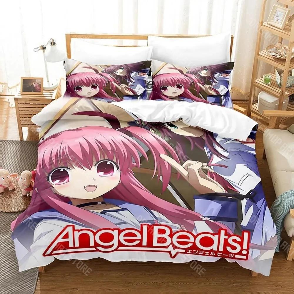 3D Printed Angel Beats Anime Bedding Set for Boys Girls Duvet Cover And Pillowcase Twin Queen King Full Single Double Sizes