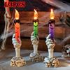 LED Skull Hand Candle Light with Flame Effect Battery Gothic Decor for Halloween Haunted House Spooky Room Party Decoration