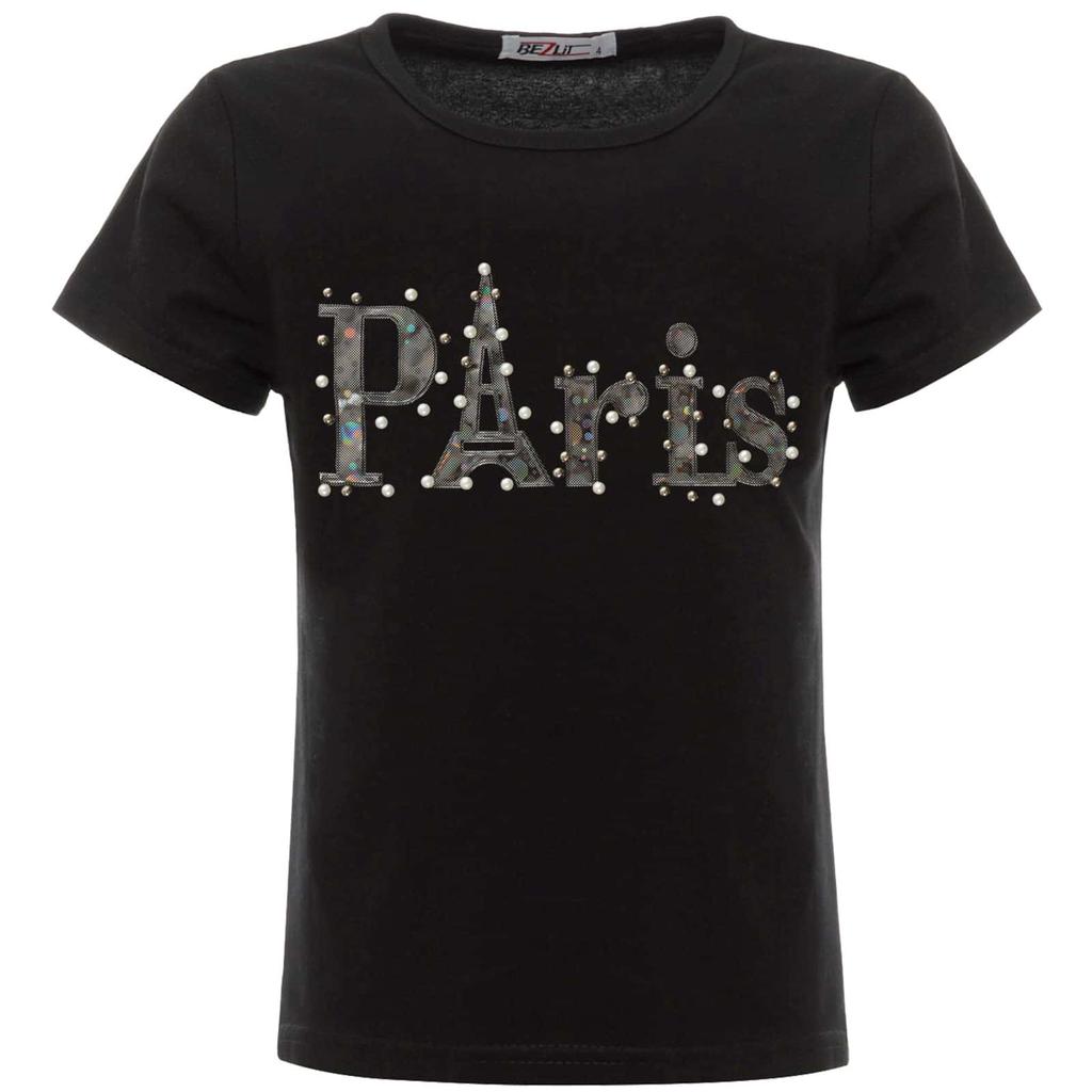 Футболка для девочек с искусственным жемчугом и голограммой