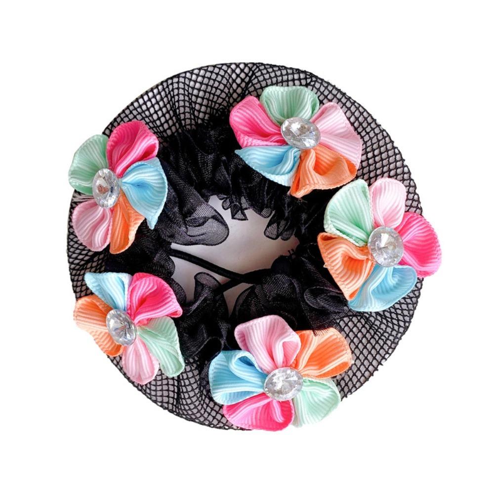 Head Bands Girl Butterfly Hair Net Colorful Flower Ballet Hair Net Kids Bun Cover Snood