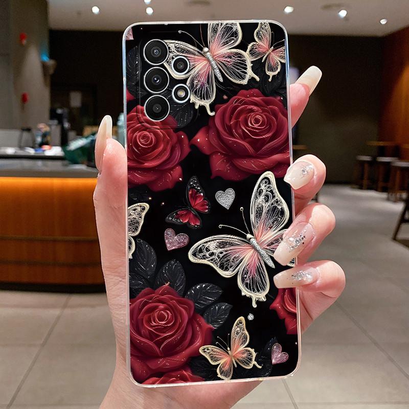 Case For Samsung A23/A33 5G Clear Silicone Fashion Butterfly Flowers Soft Back Cover For Samsung Galaxy A33/A23 Protective Case