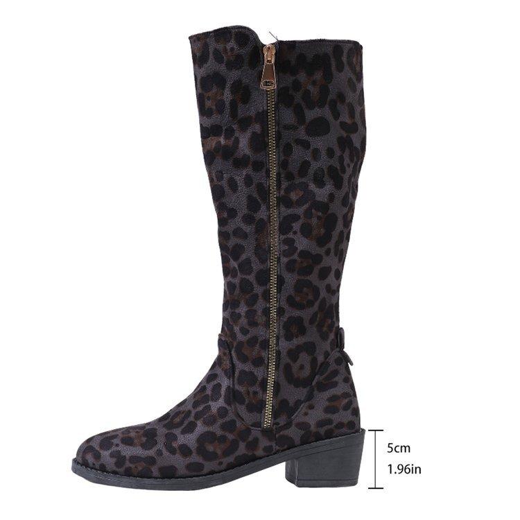 Женские сапоги до колена с боковой молнией, застегивающиеся на заостренный носок, ботинки в стиле вестерн, обувь на осень-зиму, толстый блочный каблук, широкие высокие икры, длинные сапоги для женщин