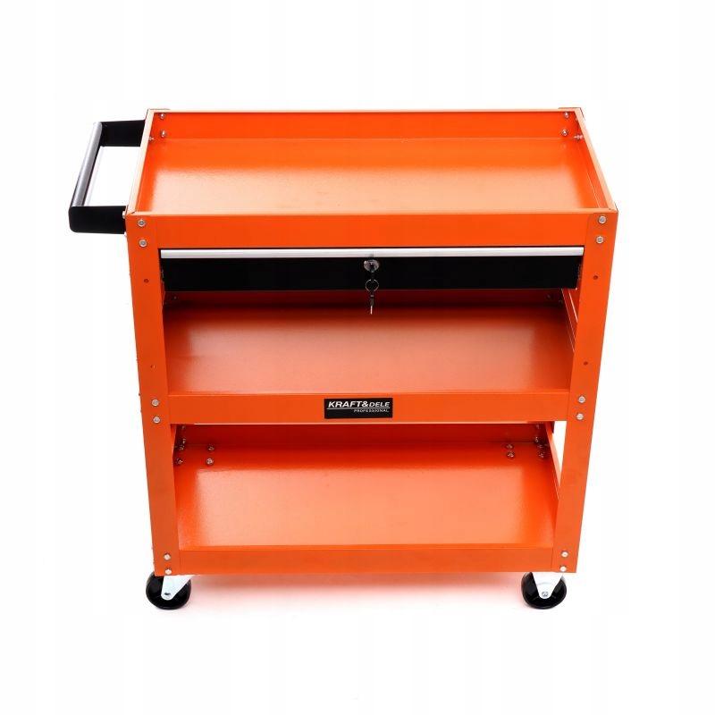 Workshop Tool Trolley with Wheels, 3 Shelves, Key Drawer, Kraft&Dele