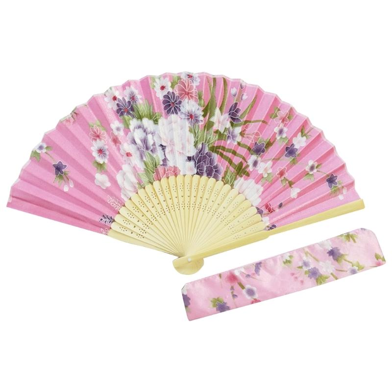 Винтажный складной ручной веер с сумкой, бамбуковый тканевый веер для женщин, для танцев, подарок, для выступлений на музыкальных фестивалях, свадебное украшение