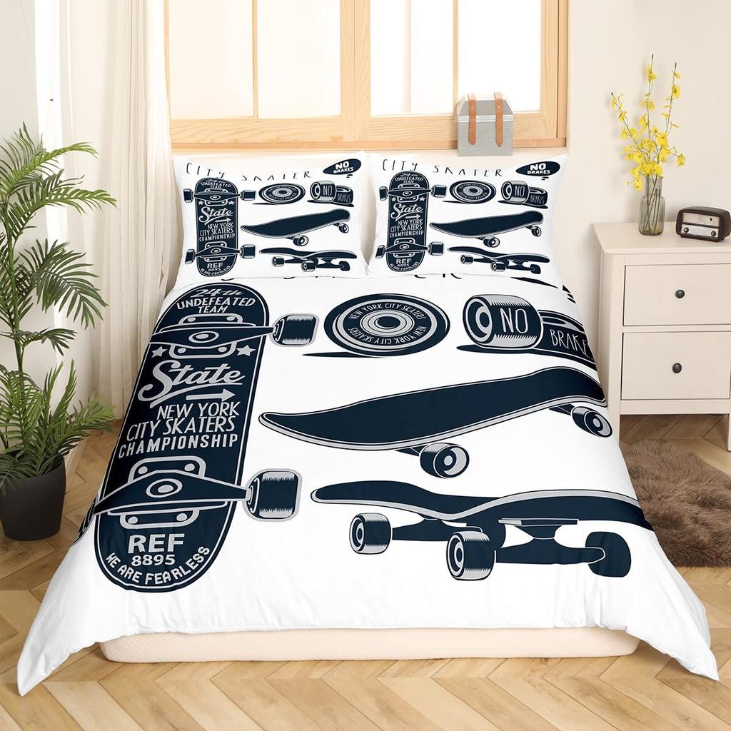 Skateboard Duvet Cover Set Full Size For Boys Teens Extreme Sports Bedding Set Youth Comforter Cover Graffiti Style Duvet Cover