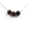Stones and Minerals. 3 Garnet 8mm Pearl Necklace Stainless Steel Chain.