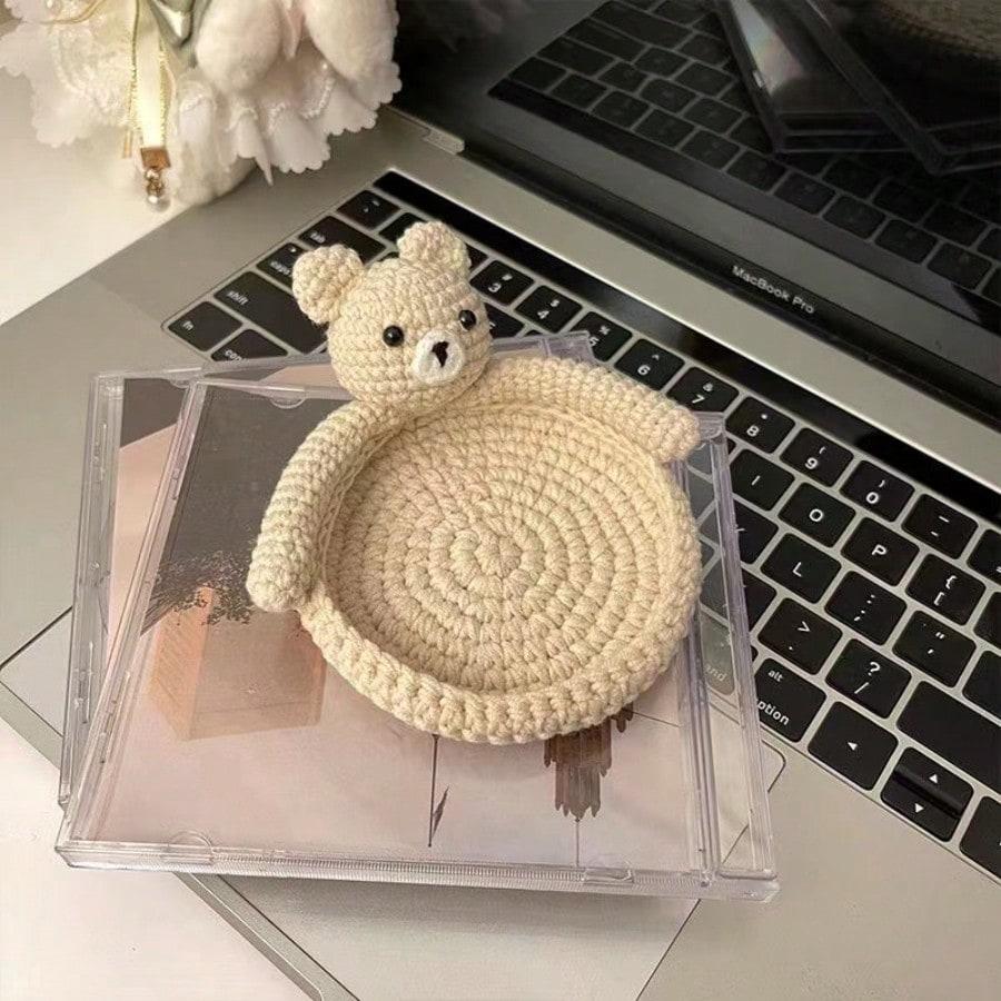 1pc,Crochet Animal Cup Coaster,Handmade Woven Drink Mat, DIY Desk Decor, Housewarming Cup Gift ,Graduation Gift