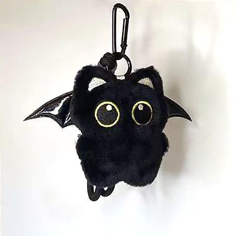Милая черная кошка плюшевая игрушка кукла брелок маленький подвеска мультяшный котенок мягкое животное украшение для сумки рюкзака для мальчика девочки подарок на день рождения