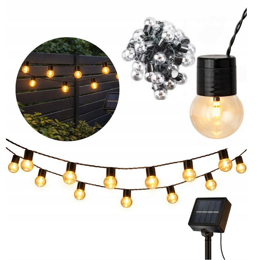Solar garden light garland, decorative, 6.5 m, 30 bulbs