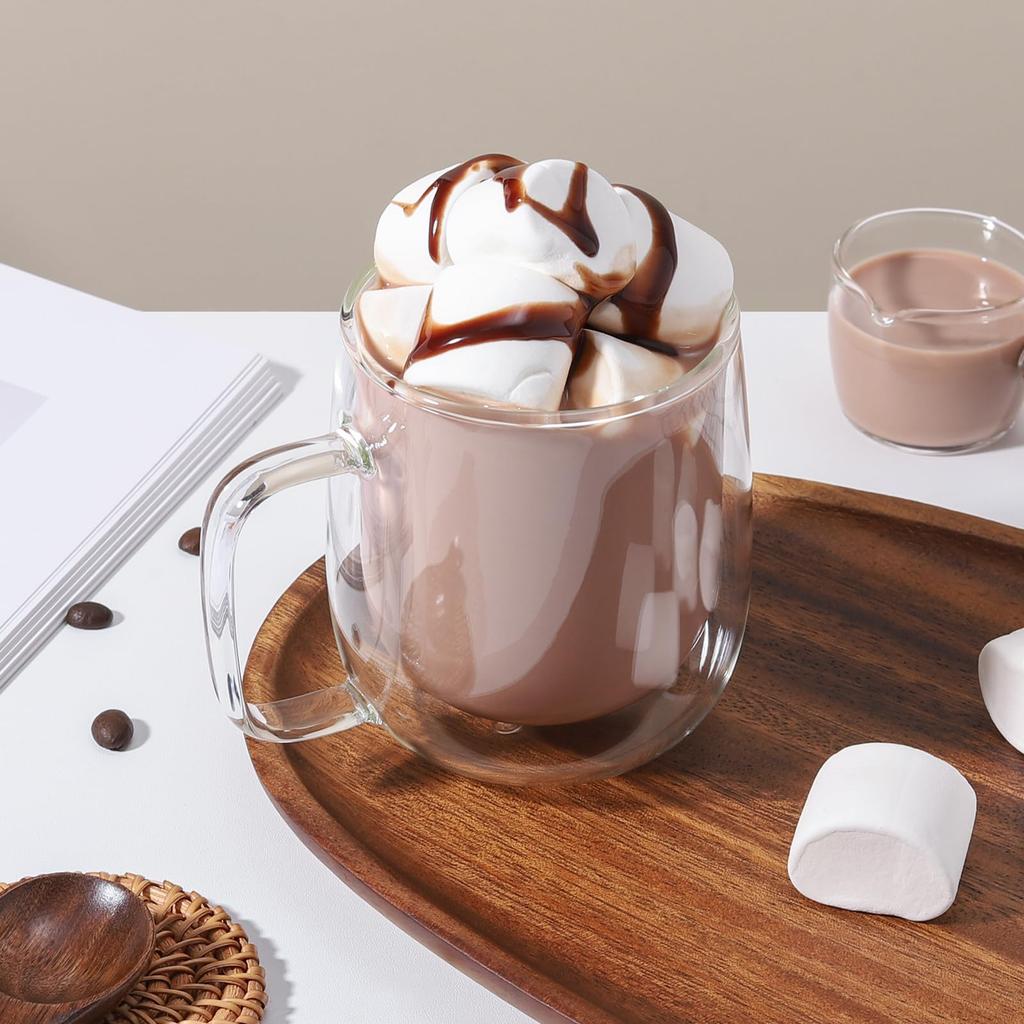 VKCHEF Двойная стеклянная чашка 300 мл Двойная термостойкая стеклянная кружка Чайная чашка Стакан с термоизоляцией Эспрессо Коктейль Напиток Чай Кофейная чашка