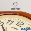 CASIO Wall Wooden Wood Grain Continuous Second Clock, Brown, Analog, Frame, Finish, Silent, Hand, IQ-136-5JF
