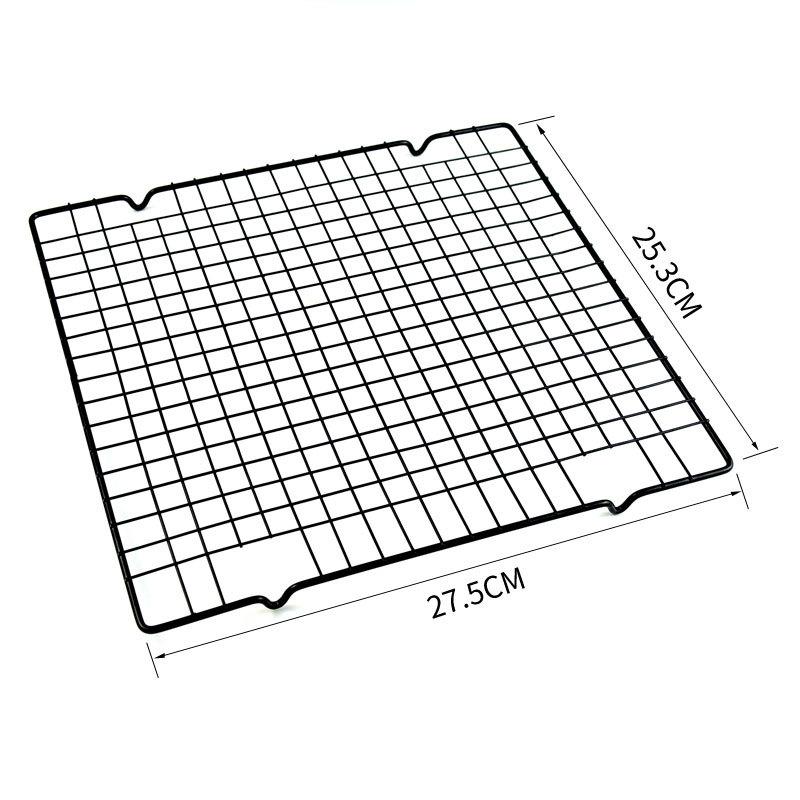 Carbon Steel Wire Grid Cooling Rack Black Single Layer Non-Stick Baking Shelf Bread BBQ Holder Kitchen Accessories