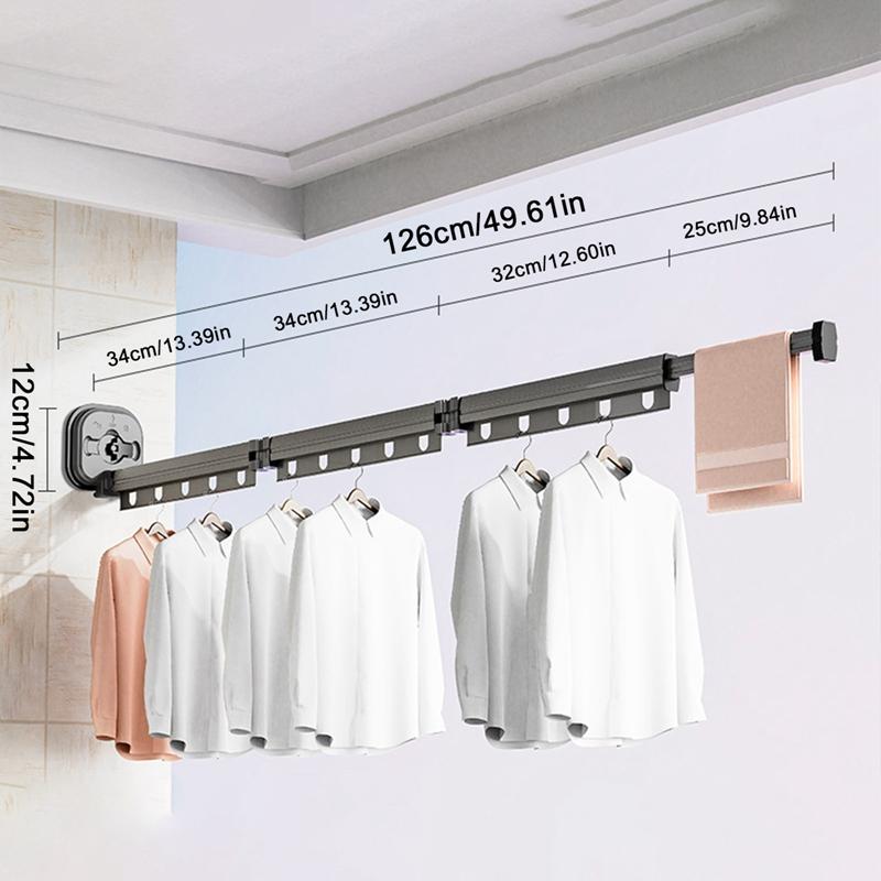 Складная сушилка для одежды с присоской, настенное крепление, с выдвижной присоской, удлинительная штанга, многоразовая 3-складная сушилка для одежды