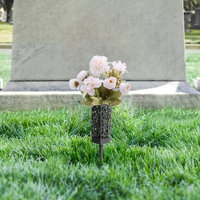 2 Bouquets Simulated Cemetery Flowers 2pcs Burial Ground Baskets White Rose Hydrangea Mixed Artificial Flower