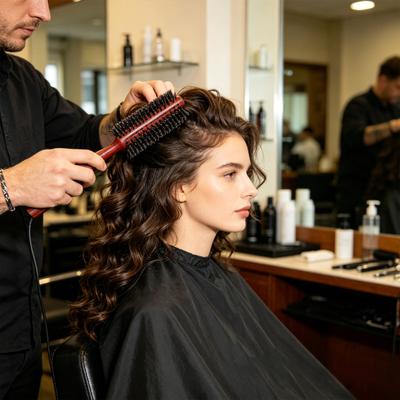 Круглая щетка для волос с натуральной щетиной кабана Портативная щетка для выпрямления, завивки, придания объема, распутывания волос Расческа для волос для мужчин и женщин с деревянной ручкой