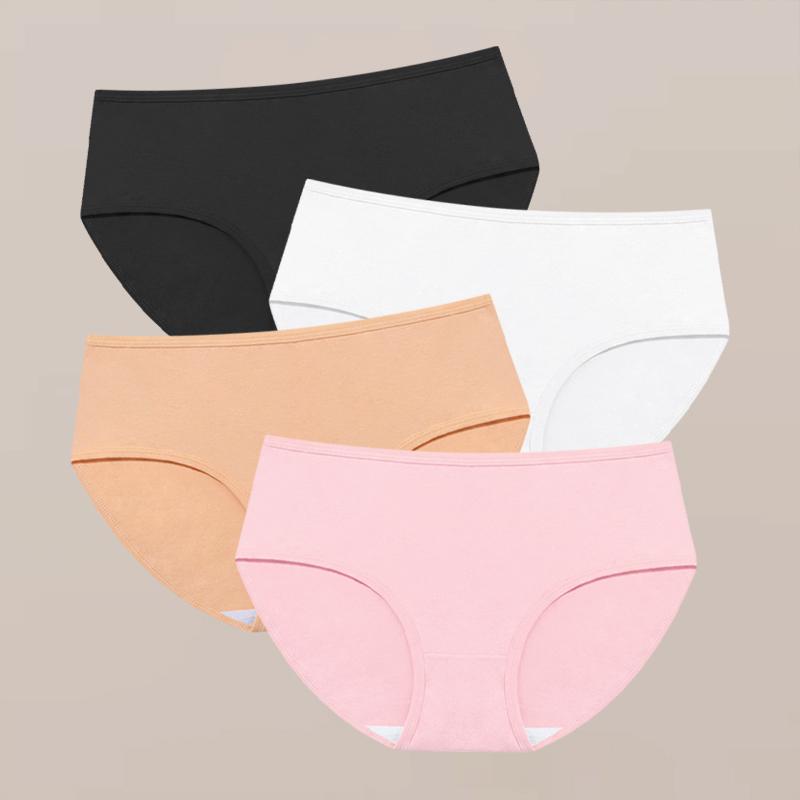 FINETOO 4 шт. Женские хлопковые трусы XS-XXL Сексуальный принт Низкая талия Нижнее белье Женское большого размера Цветочные кружевные трусы Эластичные Мягкие интимные принадлежности