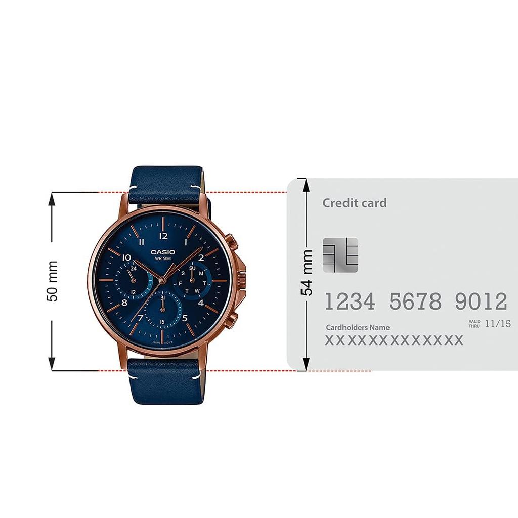 Casio Мужские часы MTP-E321RL-2AVDF Синий циферблат Ремешок цвета розового золота синий 50×44.7×10 мм ремешок