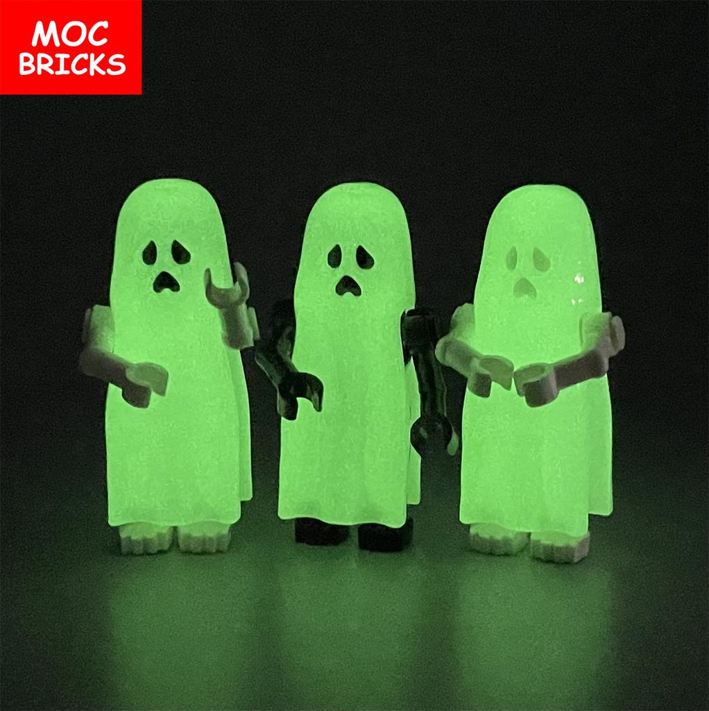 MOC Кубики Светящаяся Голова Волка-Призрака Руки Сердце Модель Фигурка Часть Тела Маленькая Совместимые Образовательные Строительные Блоки Игрушки для Мальчиков