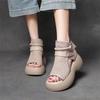 2025 New Fashionable Thick-soled Cool Boots Women's Hollowed-out Soft-soled Breathable, Lightweight and Versatile Muffin Soles Wear Roman Sandals