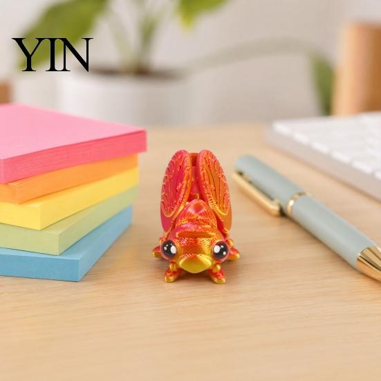 Desktop Insect Ornament 3D Printed Cicada Figurine, Realistic Model with Movable Shape Decor Joints, Stress Relief Fidget Toy for Kids Adults Colorful