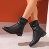 Обувь женская 2024 новые женские сапоги на молнии осенние с круглым носком короткие бочонки на низком каблуке большого размера модные сапоги Zapatos De Mujer